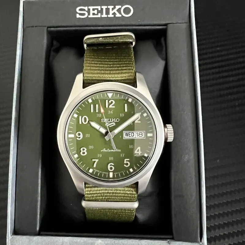 Seiko 5 Sports Field Green Dial Automatic Nylon Watch- SRPG33